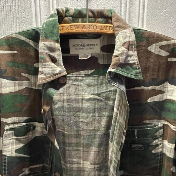 POLO Ralph Lauren Denim & Supply Plaid Camo Long Shirt Purple YSL Gucci Boss AX - Picture 4 of 6